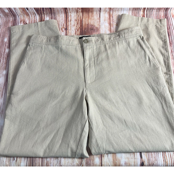 Marc Anthony Luxury Mens Size 36x30 Beige Tan Linen Blend Casual Chino Pants - Picture 3 of 10